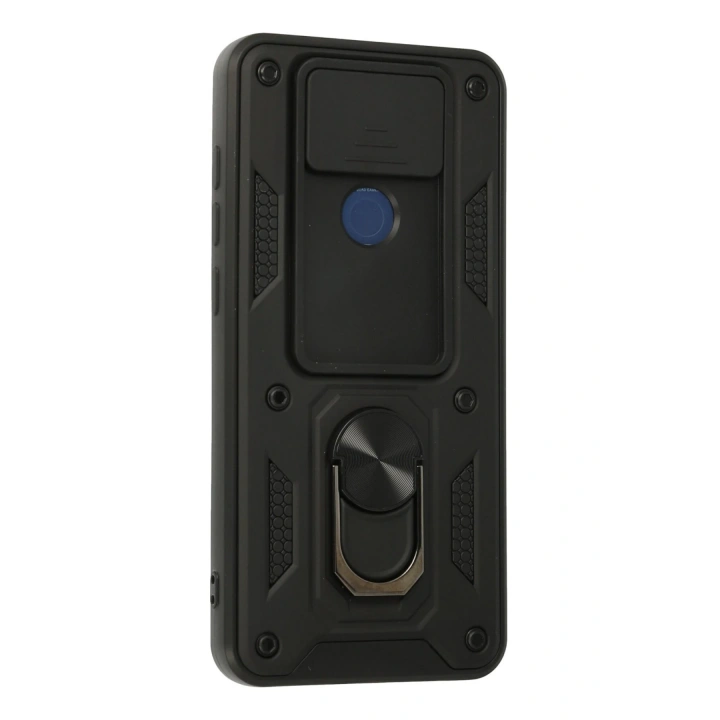 BFS  Xiaomi Redmi Note 9 Kılıf Pars Lens Yüzüklü Silikon - Siyah