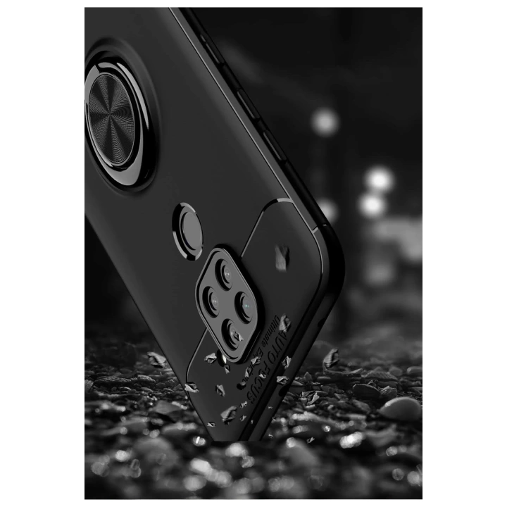 BFS  Xiaomi Redmi Note 9 Kılıf Range Yüzüklü Silikon - Siyah-Kırmızı