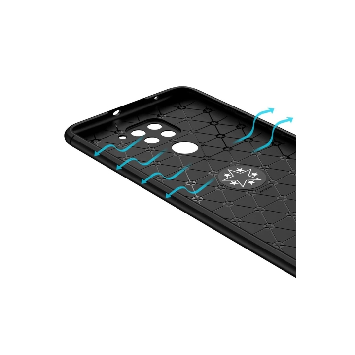 BFS  Xiaomi Redmi Note 9 Kılıf Range Yüzüklü Silikon - Siyah-Kırmızı