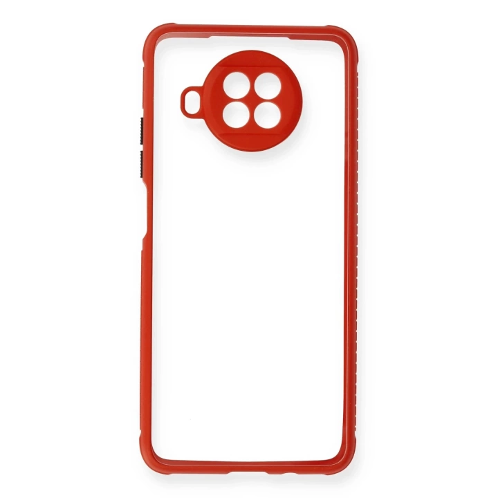 BFS  Xiaomi Redmi Note 9 Pro 5G Kılıf Miami Şeffaf Silikon - Kırmızı