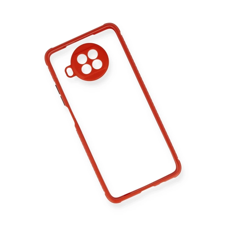 BFS  Xiaomi Redmi Note 9 Pro 5G Kılıf Miami Şeffaf Silikon - Kırmızı