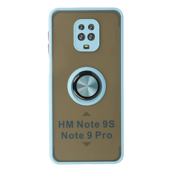 BFS  Xiaomi Redmi Note 9 Pro Kılıf Montreal Yüzüklü Silikon Kapak - Buz Mavi