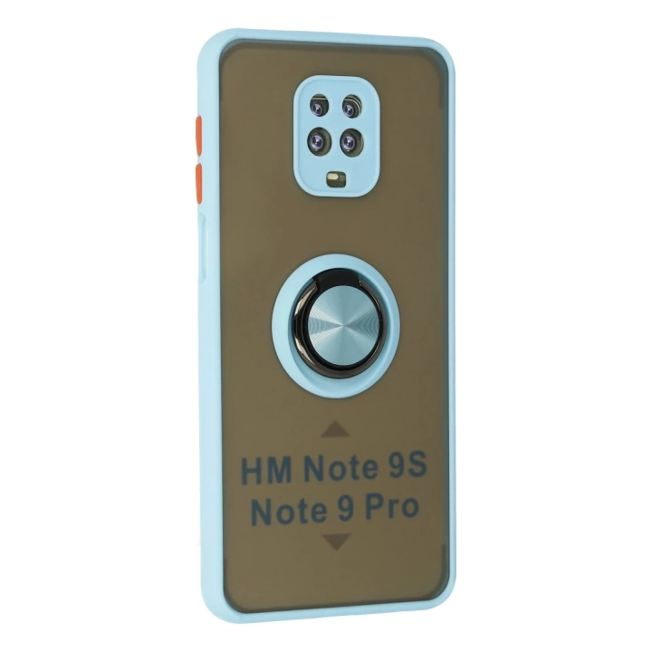 BFS  Xiaomi Redmi Note 9 Pro Kılıf Montreal Yüzüklü Silikon Kapak - Buz Mavi