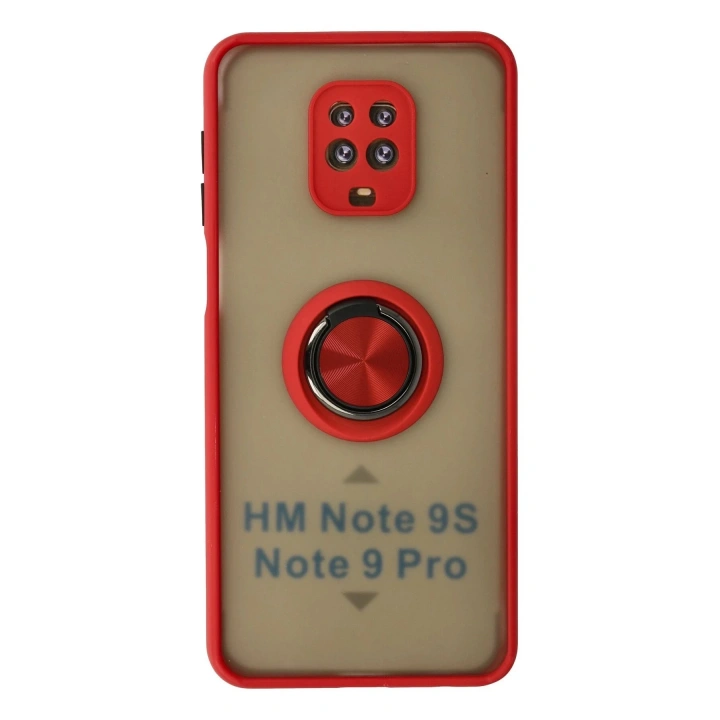 BFS Xiaomi Redmi Note 9 Pro Kılıf Montreal Yüzüklü Silikon Kapak - Kırmızı