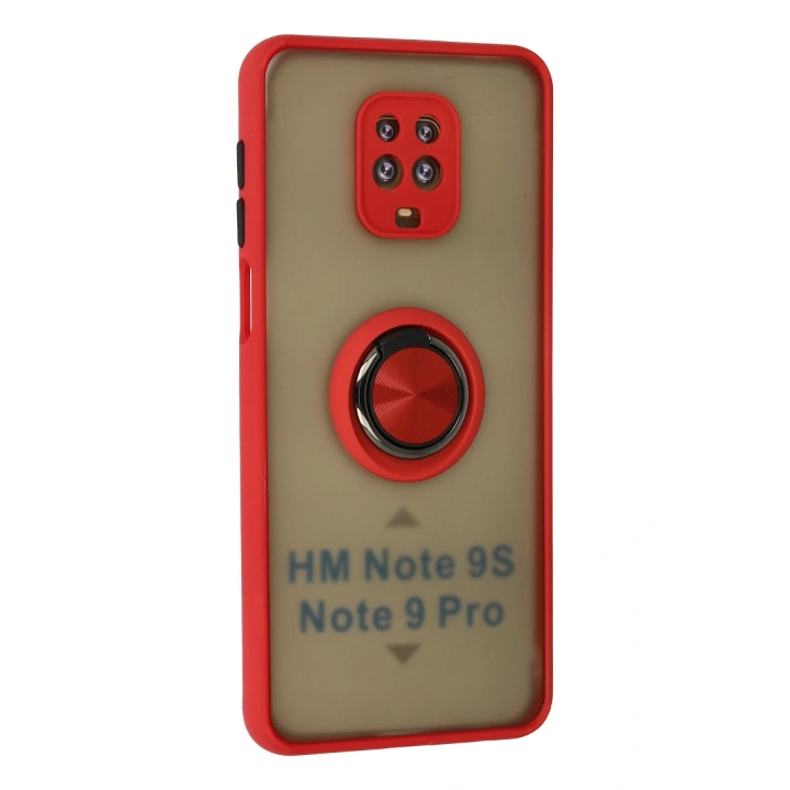 BFS  Xiaomi Redmi Note 9 Pro Kılıf Montreal Yüzüklü Silikon Kapak - Kırmızı