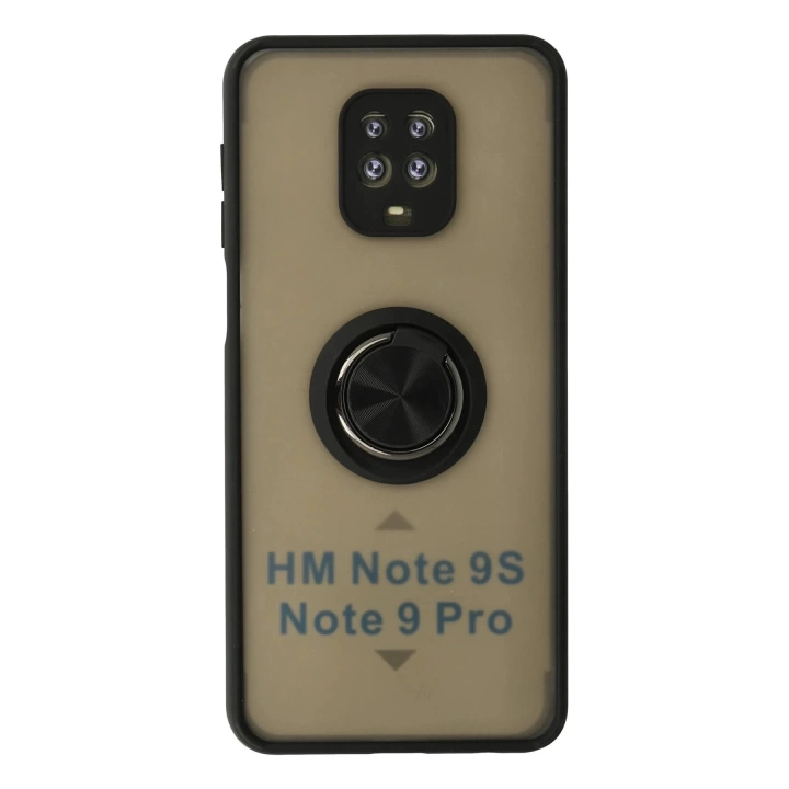 BFS Xiaomi Redmi Note 9 Pro Kılıf Montreal Yüzüklü Silikon Kapak - Siyah