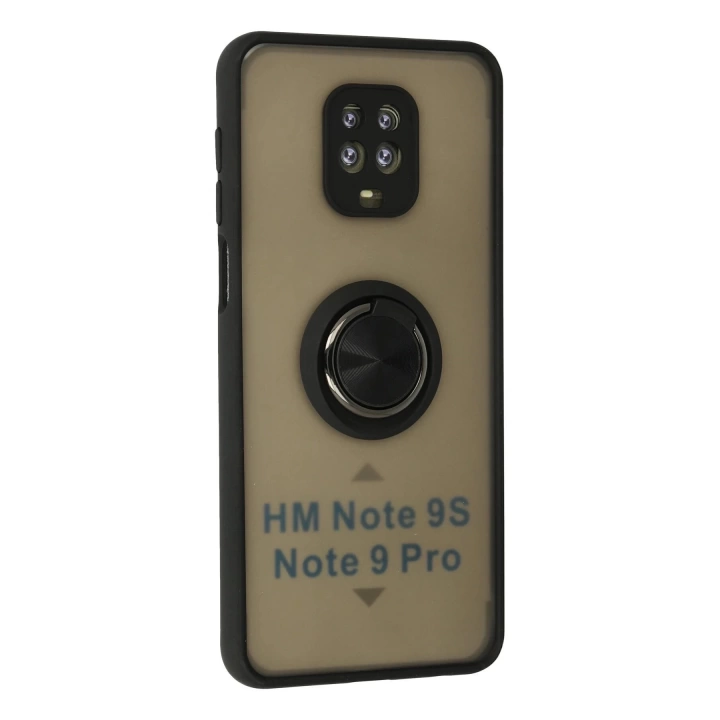 BFS Xiaomi Redmi Note 9 Pro Kılıf Montreal Yüzüklü Silikon Kapak - Siyah