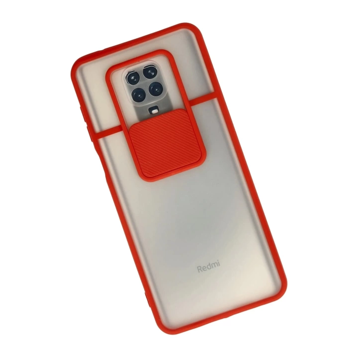 BFS  Xiaomi Redmi Note 9 Pro Kılıf Palm Buzlu Kamera Sürgülü Silikon - Kırmızı