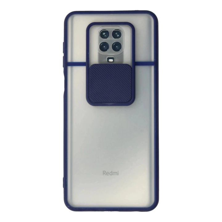BFS  Xiaomi Redmi Note 9 Pro Kılıf Palm Buzlu Kamera Sürgülü Silikon - Lacivert