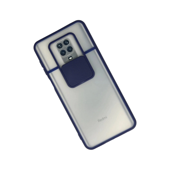 BFS  Xiaomi Redmi Note 9 Pro Kılıf Palm Buzlu Kamera Sürgülü Silikon - Lacivert