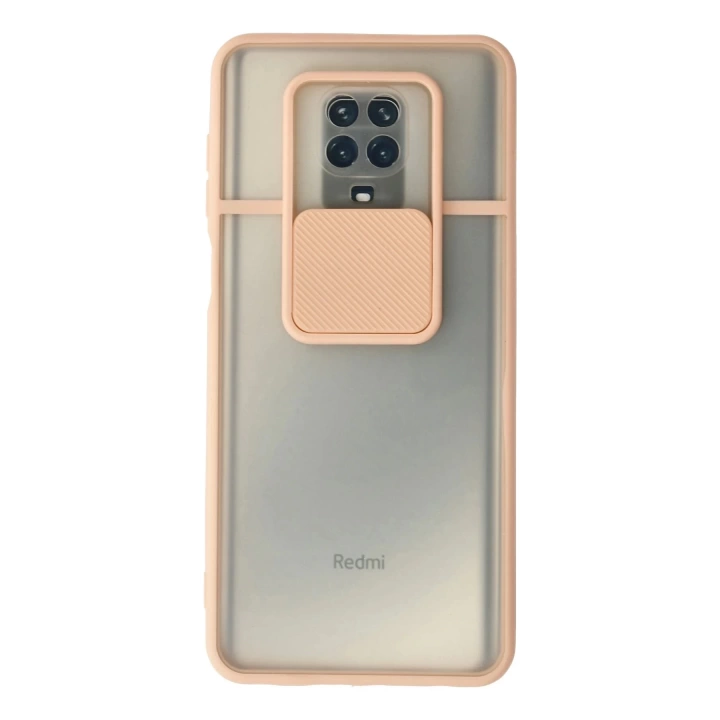 BFS  Xiaomi Redmi Note 9 Pro Kılıf Palm Buzlu Kamera Sürgülü Silikon - Pembe