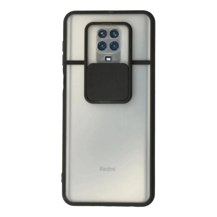 BFS  Xiaomi Redmi Note 9 Pro Kılıf Palm Buzlu Kamera Sürgülü Silikon - Siyah