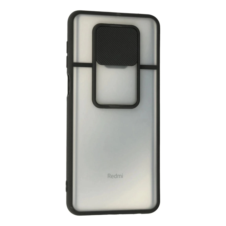 BFS  Xiaomi Redmi Note 9 Pro Kılıf Palm Buzlu Kamera Sürgülü Silikon - Siyah