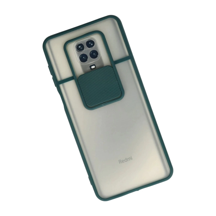 BFS  Xiaomi Redmi Note 9 Pro Kılıf Palm Buzlu Kamera Sürgülü Silikon - Yeşil