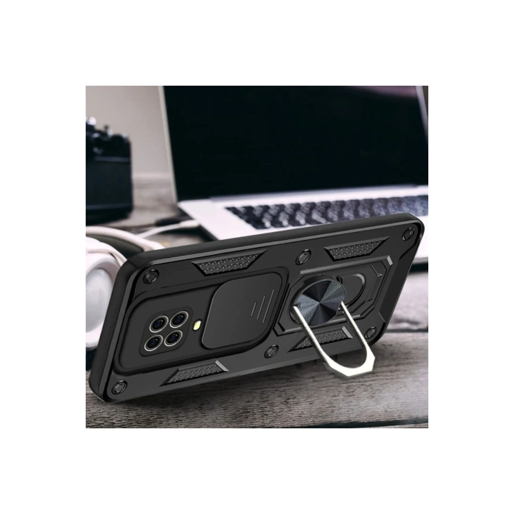 BFS  Xiaomi Redmi Note 9 Pro Kılıf Pars Lens Yüzüklü Silikon - Kırmızı