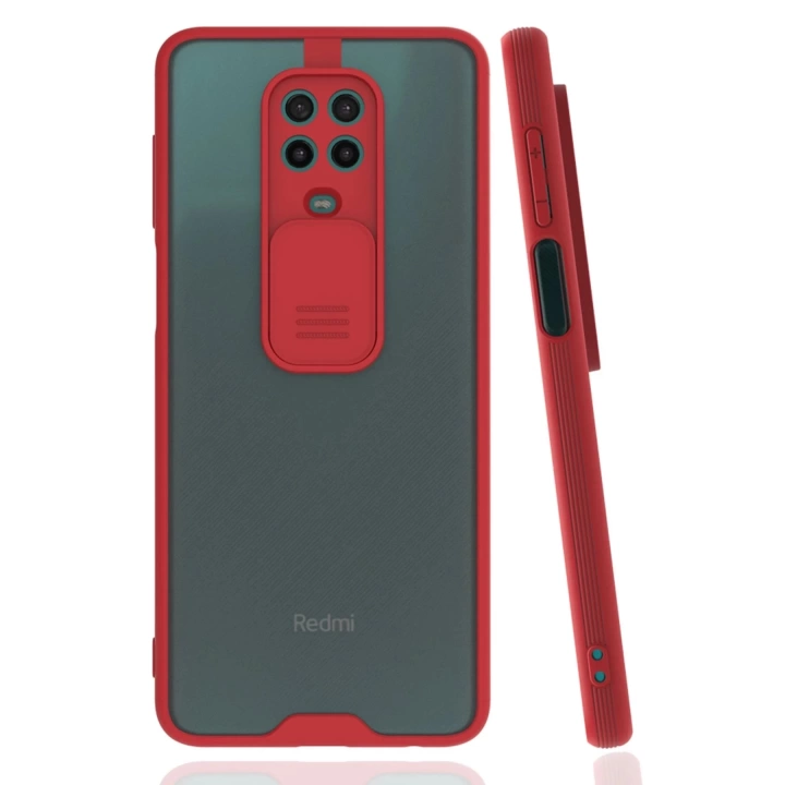 BFS  Xiaomi Redmi Note 9 Pro Kılıf Platin Kamera Koruma Silikon - Kırmızı
