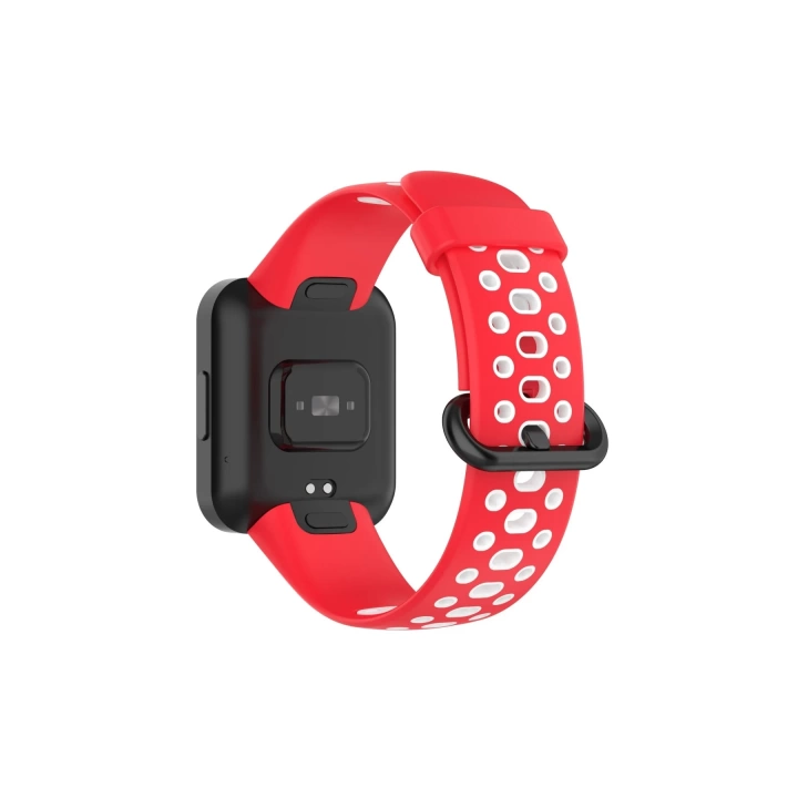 BFS  Xiaomi Redmi Watch 2 Spor Delikli Kordon - Kırmızı-Beyaz