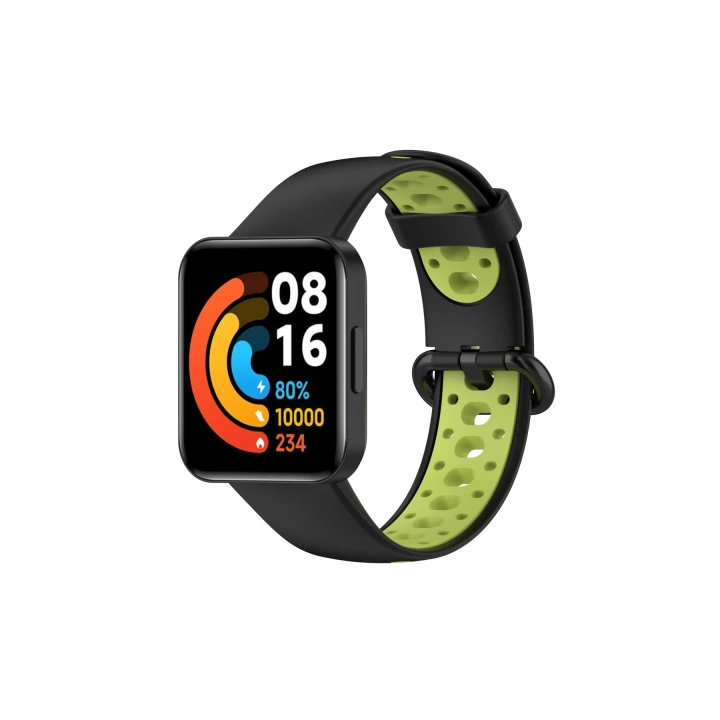 BFS  Xiaomi Redmi Watch 2 Spor Delikli Kordon - Siyah-Yeşil