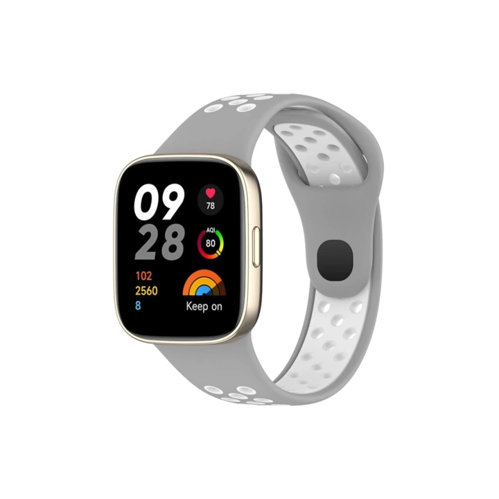 BFS  Xiaomi Redmi Watch 3 Spor Delikli Kordon - Gri-Beyaz
