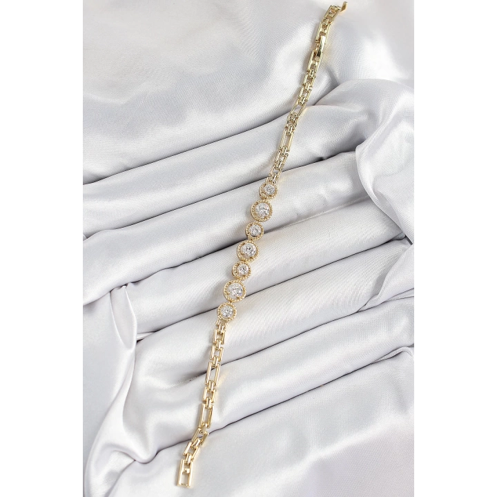 BFS Xuping Pirinç Sıralı Daire Baget Model Gold Renk Kadın Bileklik