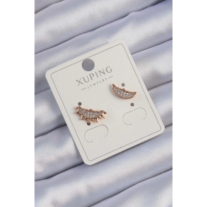 BFS Xuping Rose Renk Zirkon Taşlı Ay ve Güneş Tasarımlı Küpe