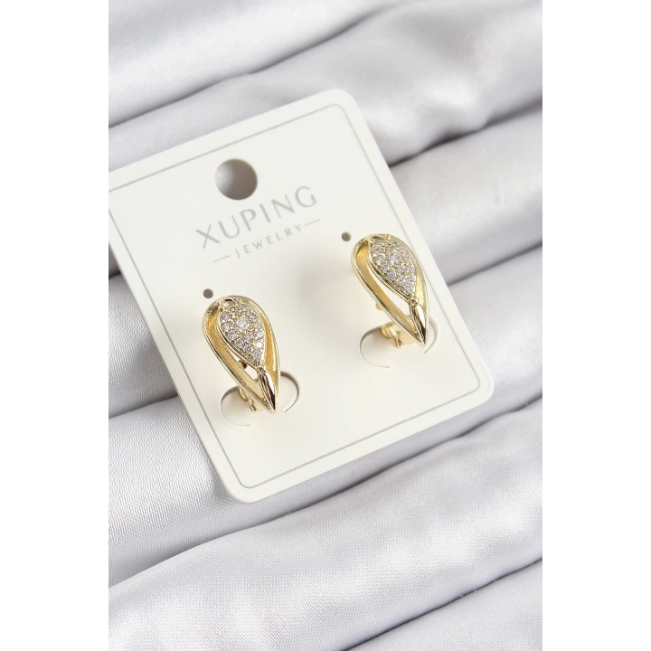 BFS Xuping Zirkon Taşlı Damla Model Gold Renk Kadın Küpe