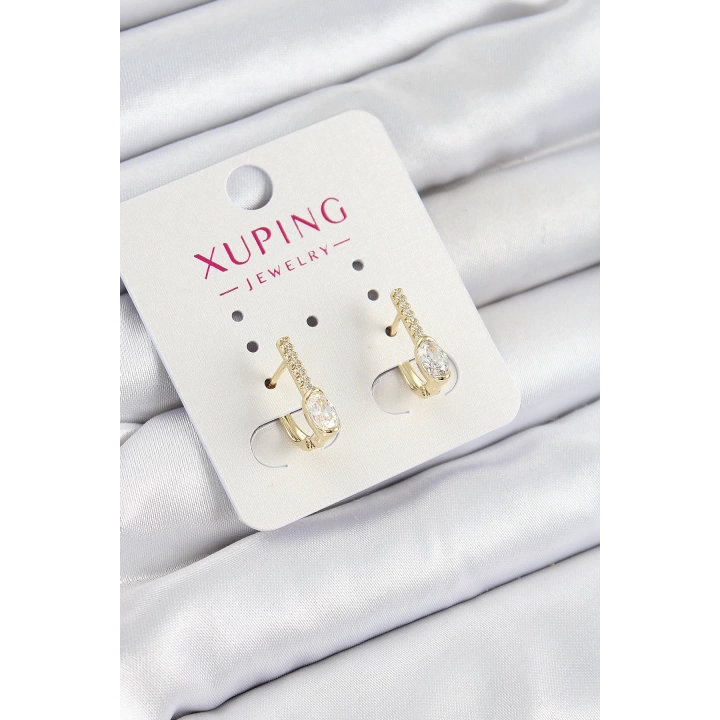 BFS Xuping Zirkon Taşlı I Model Gold Renk Kadın Küpe