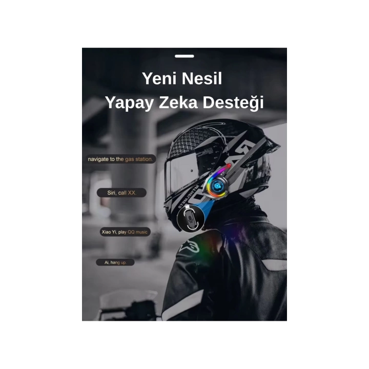 BFS Y21 Rgb Işık Efektli Intercom Bluetooth Motosiklet Kask Kulaklığı Intercom Kulaklık
