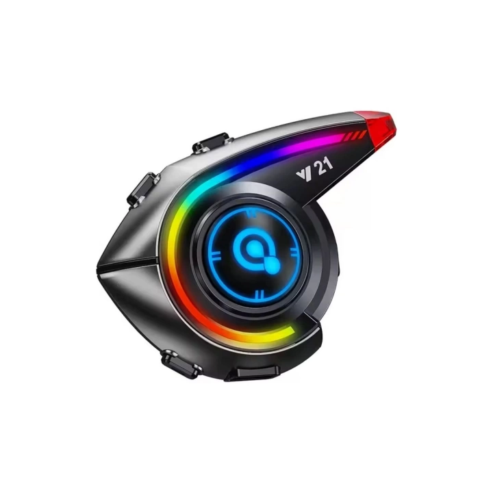 BFS Y21 Rgb Işık Efektli Intercom Bluetooth Motosiklet Kask Kulaklığı Intercom Kulaklık