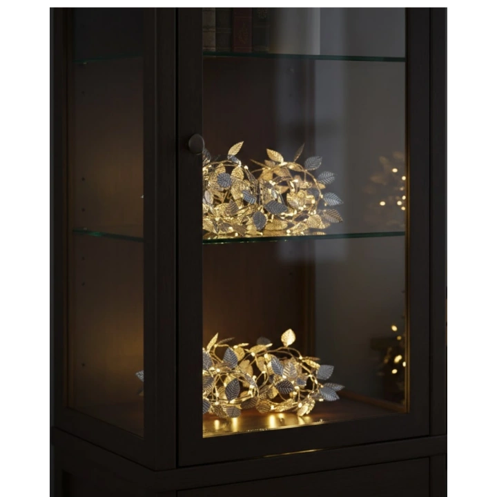 BFS Yaldızlı Gümüş Yaprak LED Işık Pilli Dekoratif Ortam ve Yılbaşı Aydınlatması