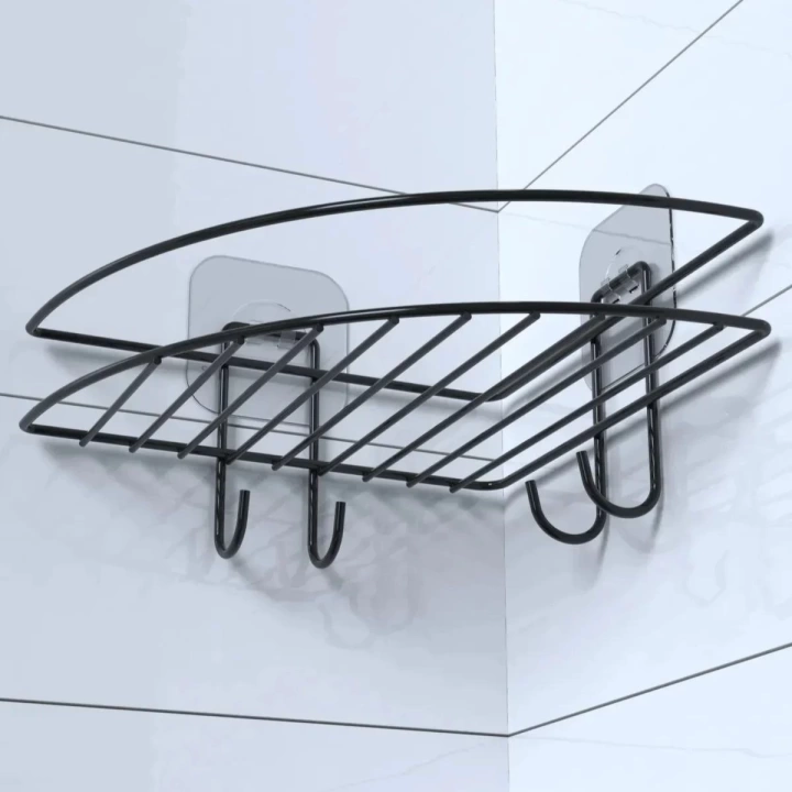BFS  Yapışkanlı Banyo Köşeliği Kancalı Köşe Rafı Duş Şampuanlık Duvar Düzenleyici Organizer Raf
