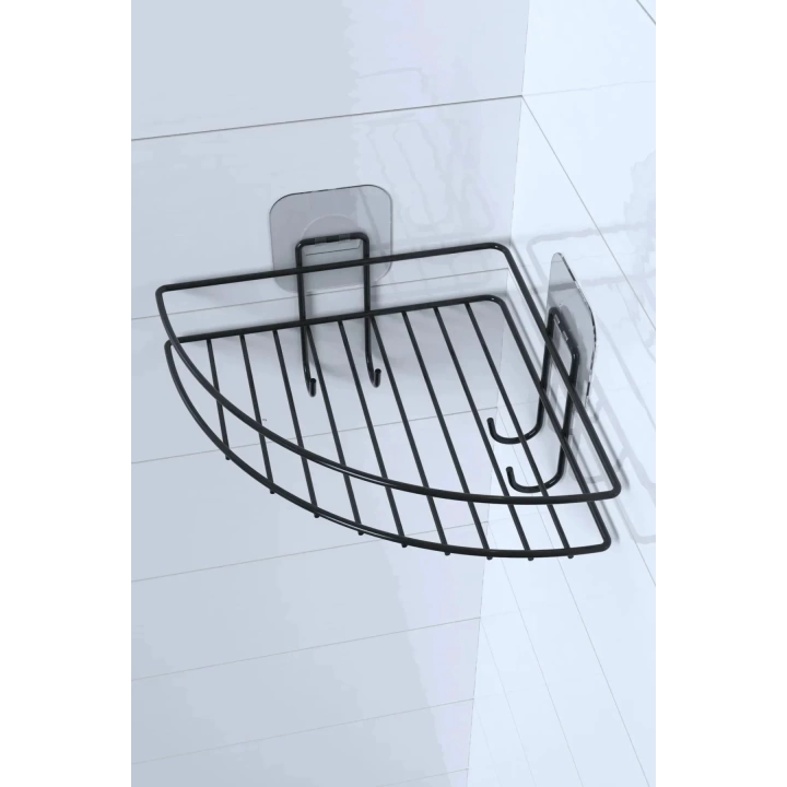 BFS  Yapışkanlı Banyo Köşeliği Kancalı Köşe Rafı Duş Şampuanlık Duvar Düzenleyici Organizer Raf