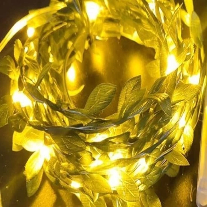 BFS  Yapraklı Dekorlu3 Metre Peri Led Pilli Işık Yılbaşı Aydınlatma