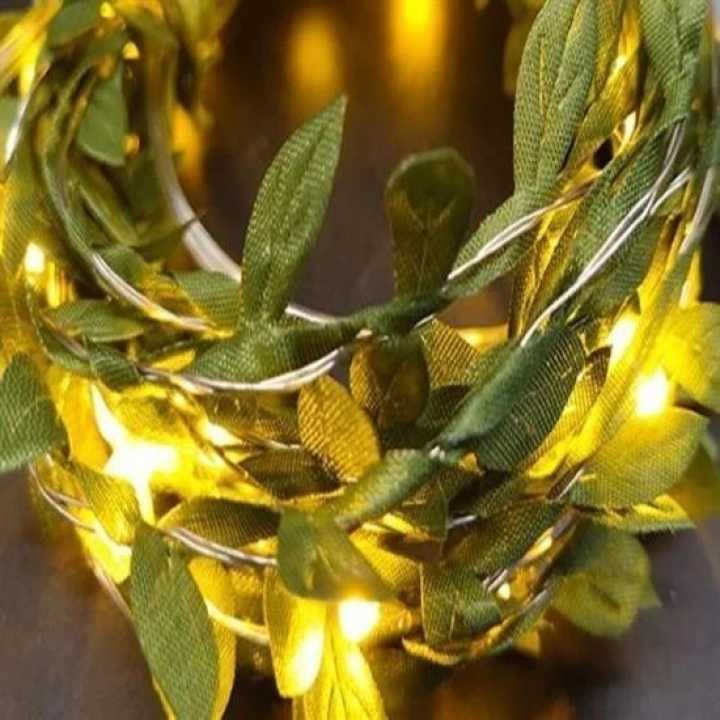 BFS  Yapraklı Dekorlu3 Metre Peri Led Pilli Işık Yılbaşı Aydınlatma