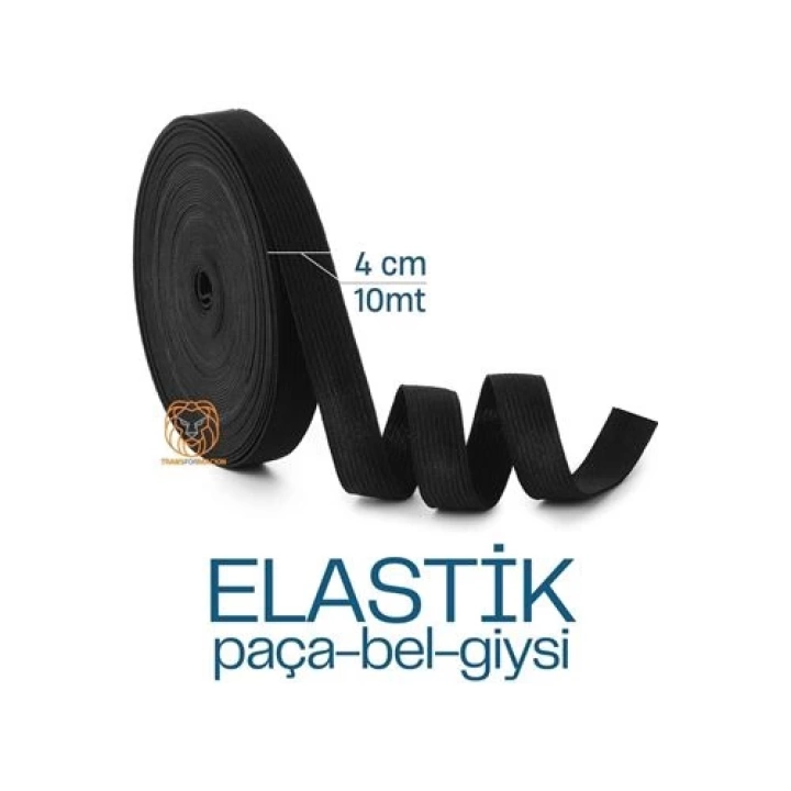 BFS Yassı Bel Paça Giysi Lastiği 10 Metre 4 cm SİYAH