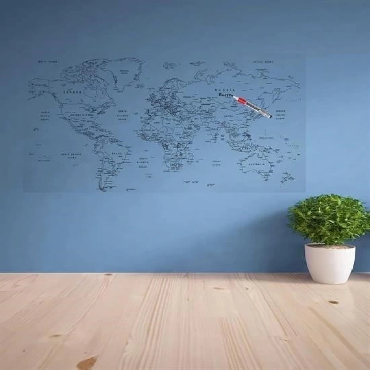 BFS  Yazılabilir Dünya Haritası Manyetik Duvar Stickerı 110 x 56 cm