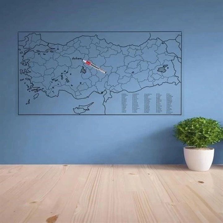 BFS Yazılabilir Türkiye Haritası Manyetik Duvar Stickerı 110 x 56 cm