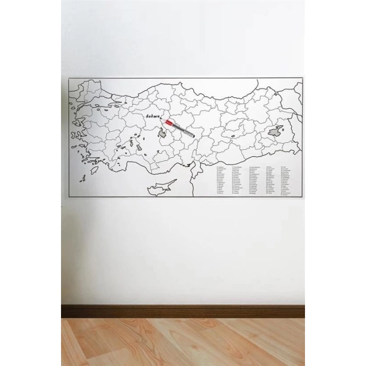 BFS Yazılabilir Türkiye Haritası Manyetik Duvar Stickerı 110 x 56 cm