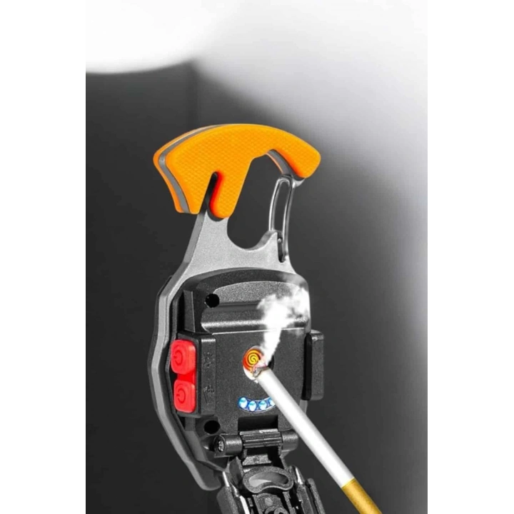 BFS yeni nesil Kamp Feneri Çok Fonksiyonlu Fener Anahtarlık Usb Çakmaklı Cam Kırıcı Kemer Kesici Açacak