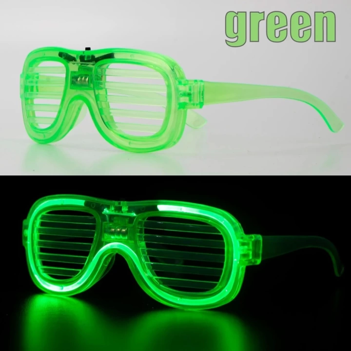 BFS  Yeşil LED Işıklı Parti Gözlüğü – Neon Glow Şerit Gözlük 3 Modlu