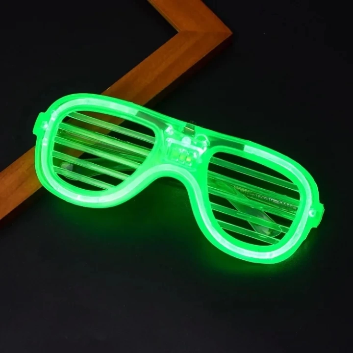 BFS Yeşil Led Işıklı Parti Gözlüğü – Neon Glow Şerit Gözlük 3 Modlu