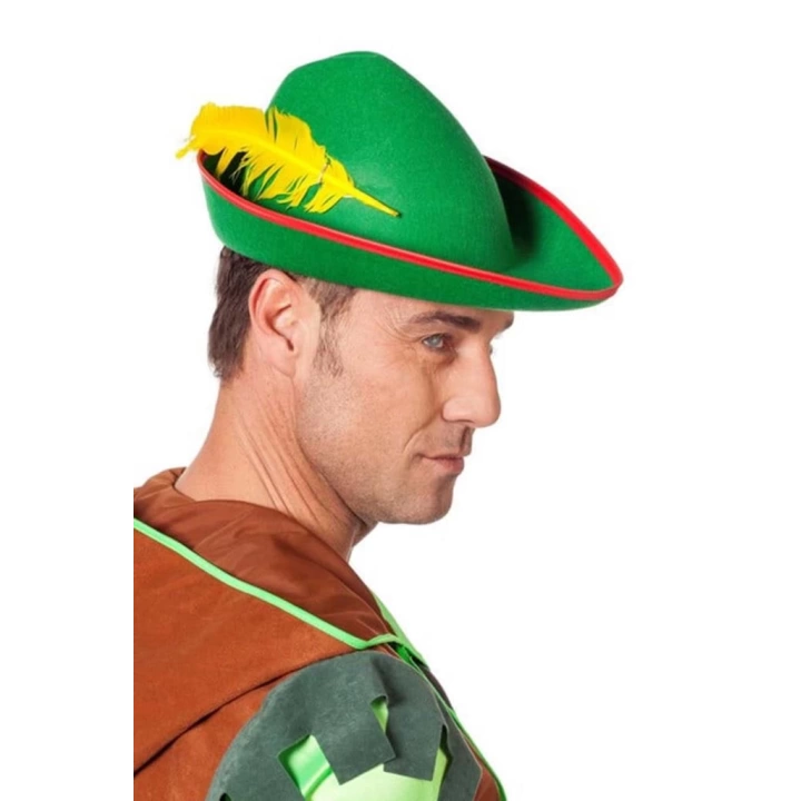 BFS   Yeşil Renk Robin Hood Şapkası Sarı Tüylü