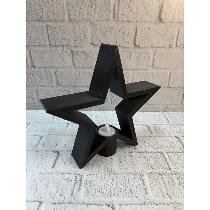 BFS Yıldız Mumluk Siyah Modern Salon ve Raf Dekoru