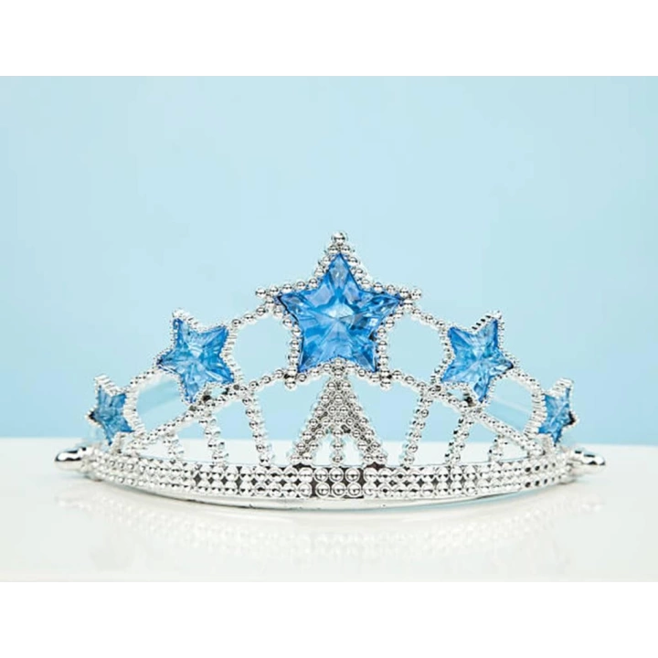 BFS     Yıldız Şekilli Elsa Prenses Kraliçe Tacı Mavi Renk Çocuk Boy 5x17 cm