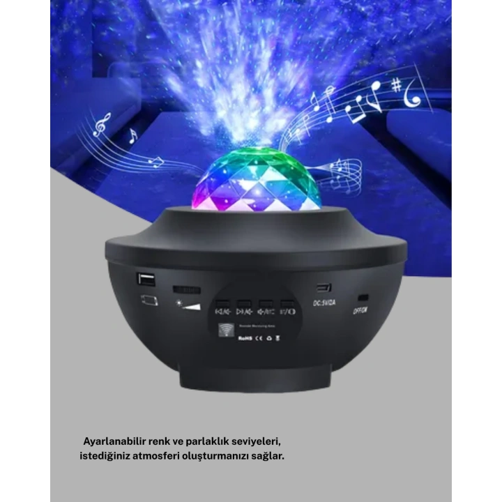 BFS Yıldızlı Projektör Galaxy Efektli Ayarlanabilir Renkli Atmosfer Lambası