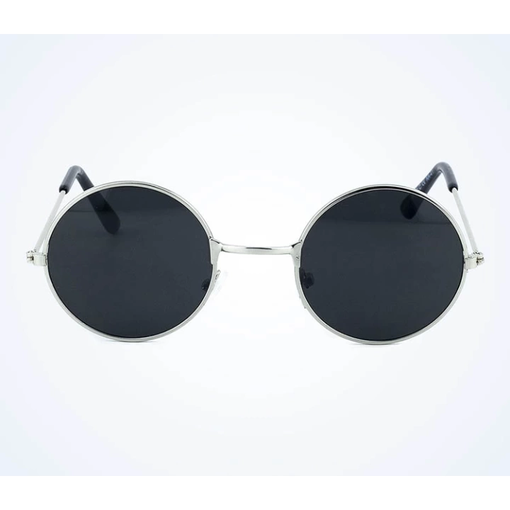 BFS   Yuvarlak Cam John Lennon Tarzı Gümüş Çerçeveli Siyah Gözlük