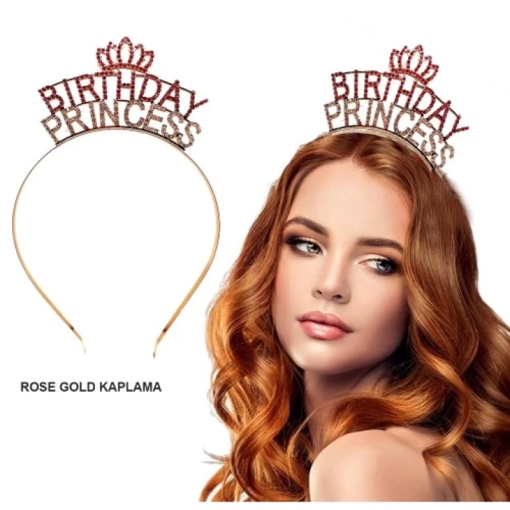 Birthday Princess Kristal Taç – Rose Gold Kaplama