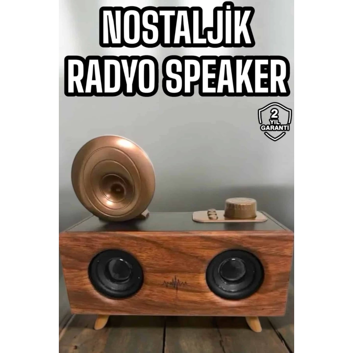 Bluetooth Hoparlör Ahşap Klasik Retro Gramofon Bluetooth Müzik Kutusu