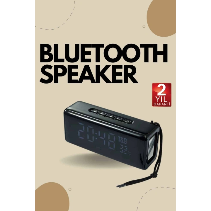 Bluetooth Hoparlör Speaker Saat Göstergeli Uzun Pil Ömrü Taşınabilir