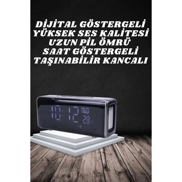 Bluetooth Hoparlör Speaker Saat Göstergeli Uzun Pil Ömrü Taşınabilir